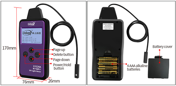 UV light meter display UV light meter display
