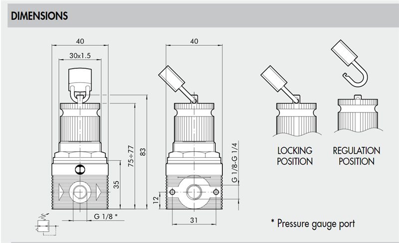 Bộ điều khiển Micro regulator Metal Work 5110001, 5110002, 5110003, 5110004, 5210001, 5210002, 5210003, 5210004