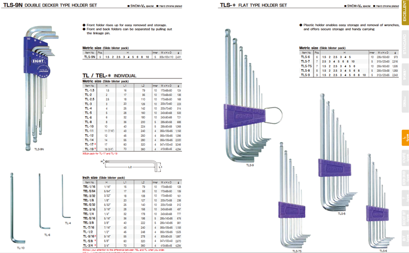 Bộ lục giác Eight TLS-9N, TLS-6, TLS-7, TLS-7S, TLS-8, TLS-9