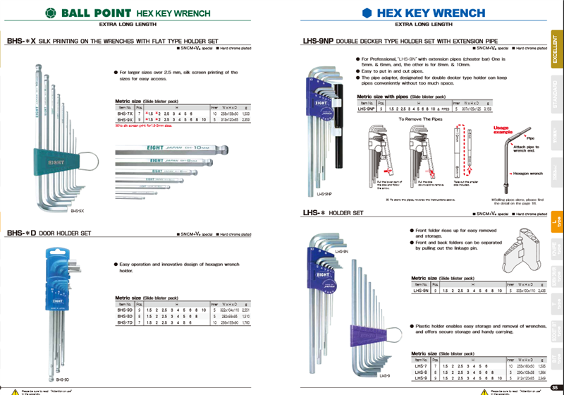 Bộ lục giác Eight BHS-7X, BHS-9X, LHS-9NP, BHS-9D, BHS-8D, BHS-7D, LHS-9NP, LHS-9N, LHS-7, LHS-8, LHS-9